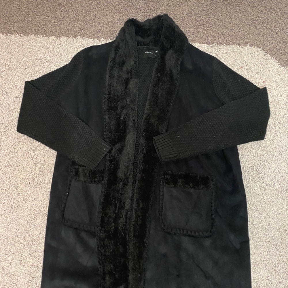 Black fur lined sweater